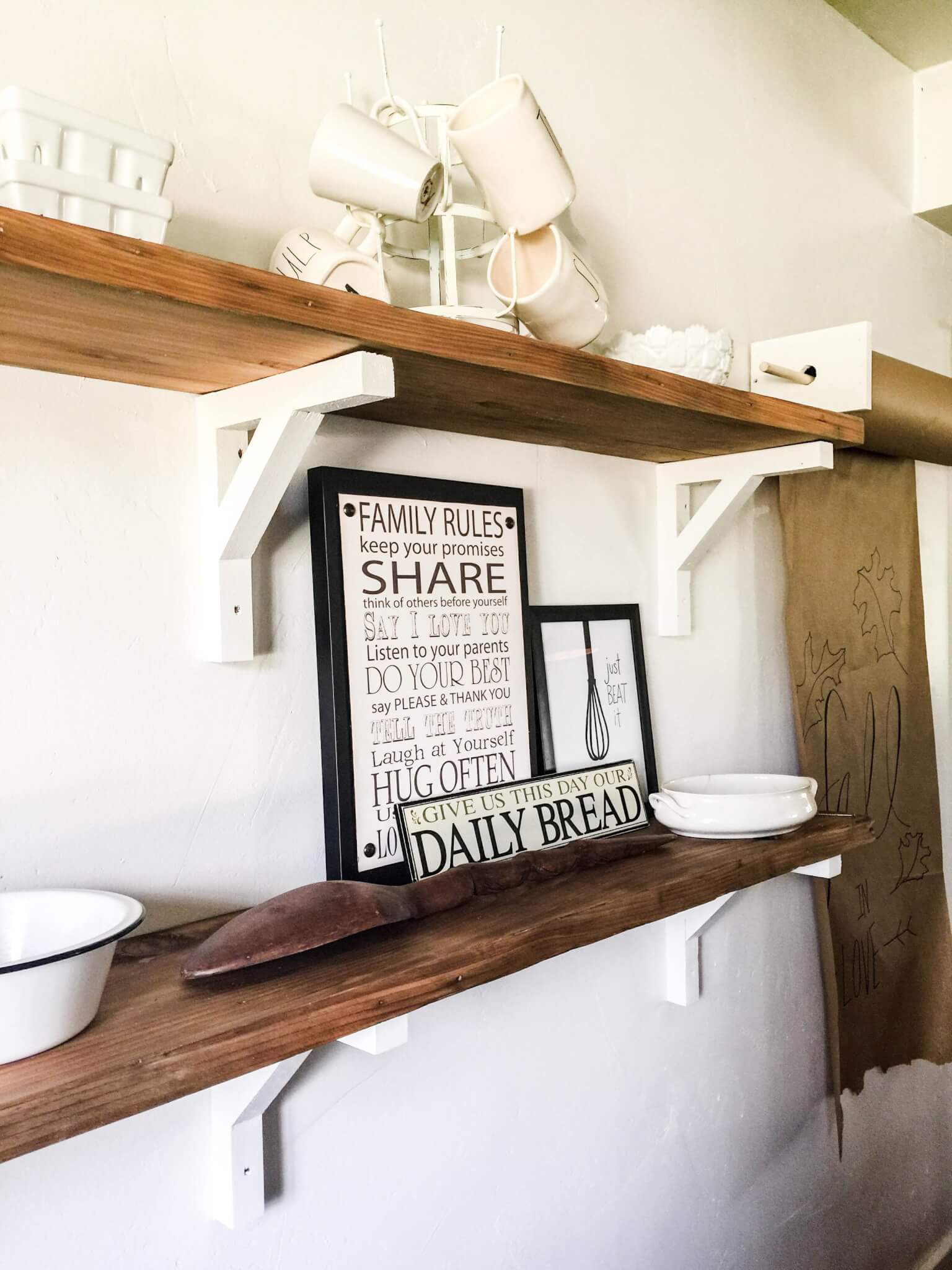 Farmhouse style shelf from reclaimed wood