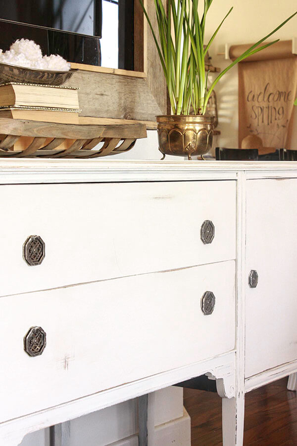 This sideboard buffet makeover was amazing! You must see the before. Using furniture was the right way to go. | Twelveonmain.com This painted buffet makeover was amazing! You must see the before. Using furniture was the right way to go. | Twelveonmain.com