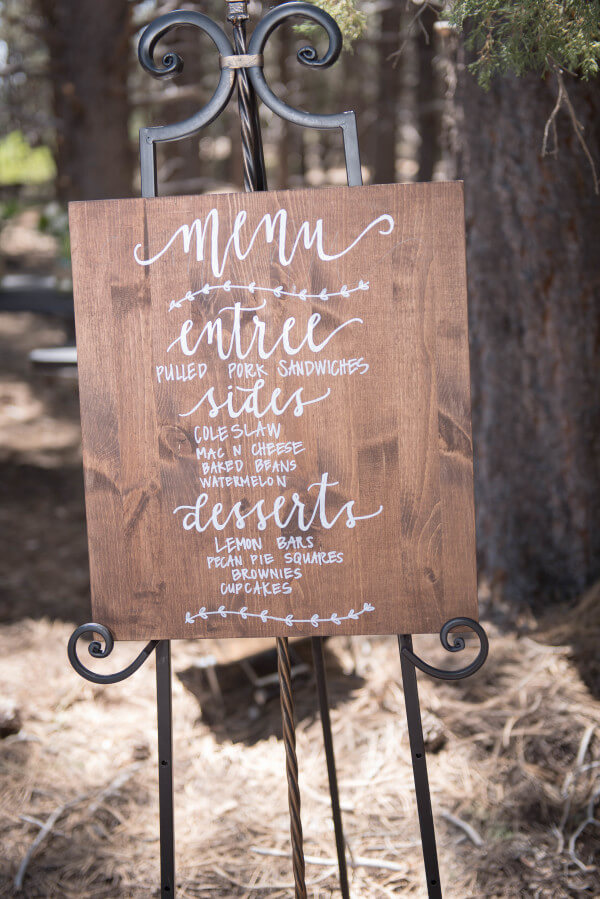 What a creative way to display the menu at an outdoor woodland wedding. Beautiful. What a creative way to display the menu at an outdoor woodland wedding. Beautiful.
