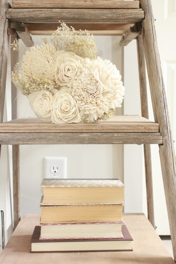 Farmhouse Master Bedroom | ladder night stand | neutral decor | farmhouse decor