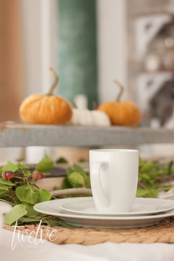 Want to create the perfect farmhouse style fall table? Check out these awesome tips! Books, ticking stripe,and nature inspired elements!