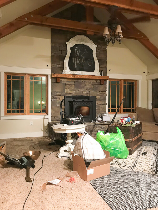 Farmhouse living room before.