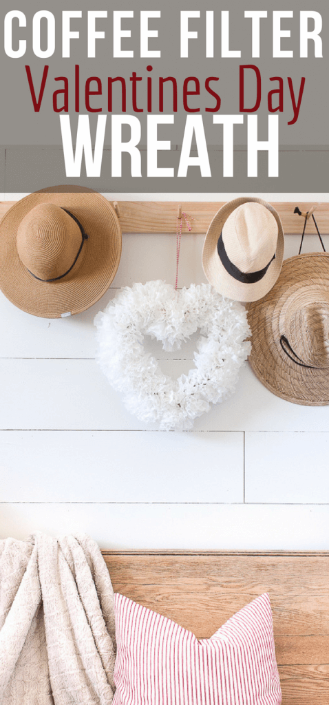 Make this super easy coffee filter wreath for Valentines day, even if you hate to decorate! This is an easy way to add a bit of festive Valentines Day decor to your home. #TwelveOnMain #valentinesdecor
