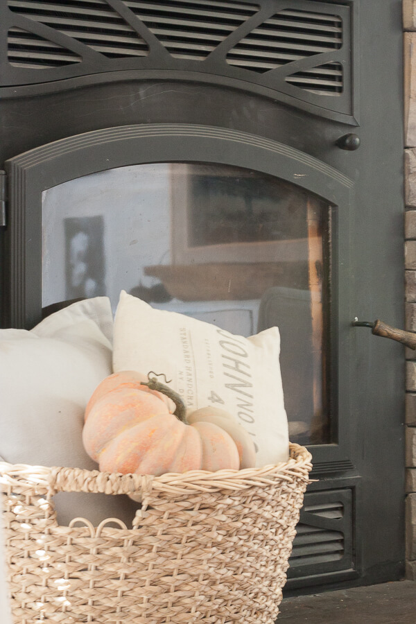 Simple farmhouse fall mantel decor