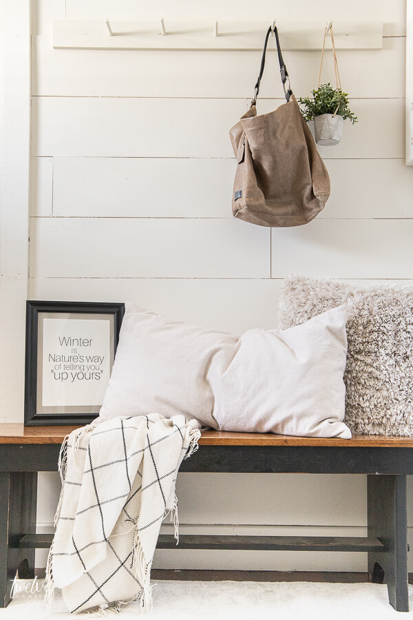 Updated and simplified winter decor takes the place of festive Christmas decor. See how here!