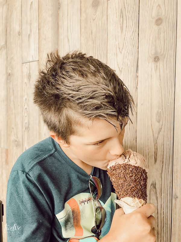 Eating ice cream at the Tillamook Creamery