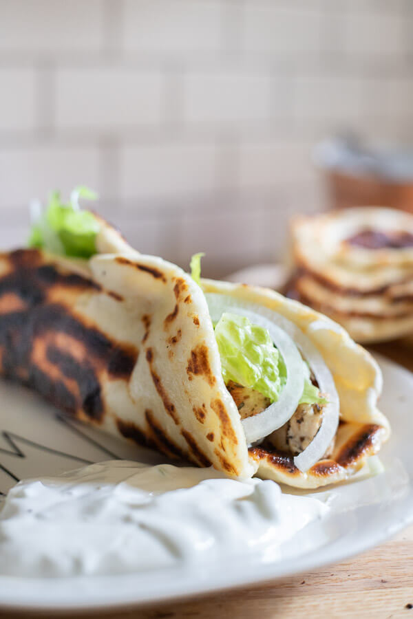 Chicken souvlaki sandwich