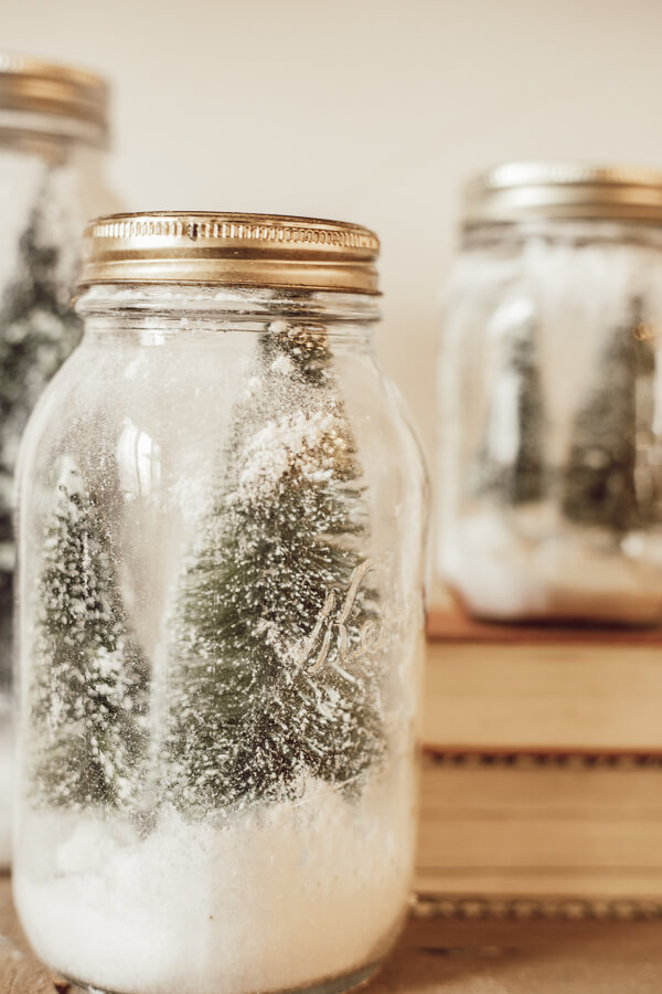 christmas scene in a glass jar