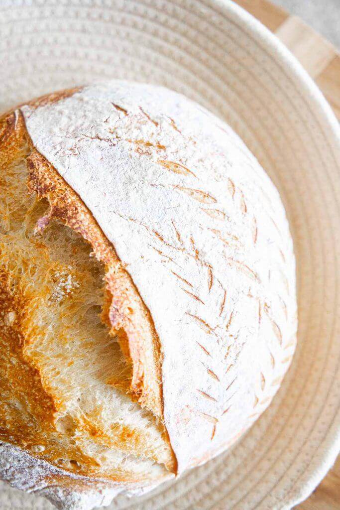 How to make an amazing dutch oven sourdough bread or sourdough boule! This has step by step instructions that make it really easy to plan your time and you will realize how easy it is to make!