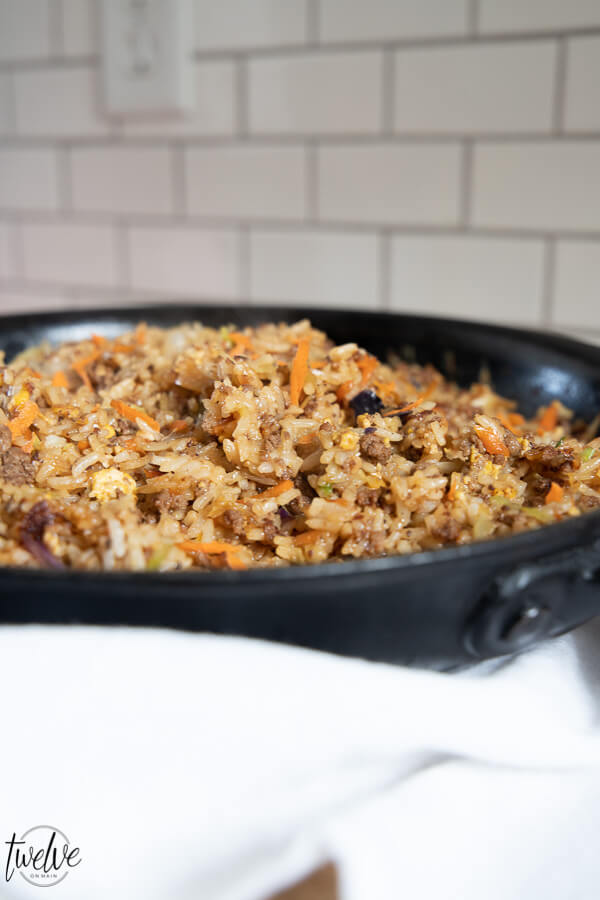 This egg roll in a bowl recipe is so easy to make, tastes amazing and is gluten free and can be Low FODMAP too! Try this one pot meal out.