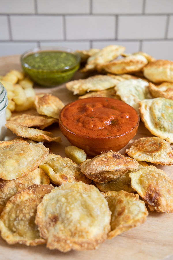 Easy air fryer pasta chips! These are our families favorite and are so easy to make. Turn it into a charcuterie board or use it as an appetizer for all to enjoy!