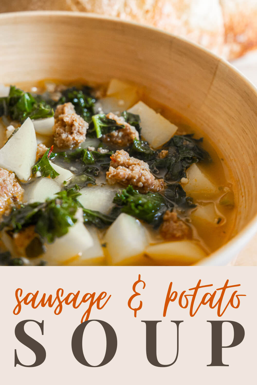 This potato, sausage and kale soup is hearty, flavorful and so easy to make! Its the perfect weeknight meal or rainy day meal!