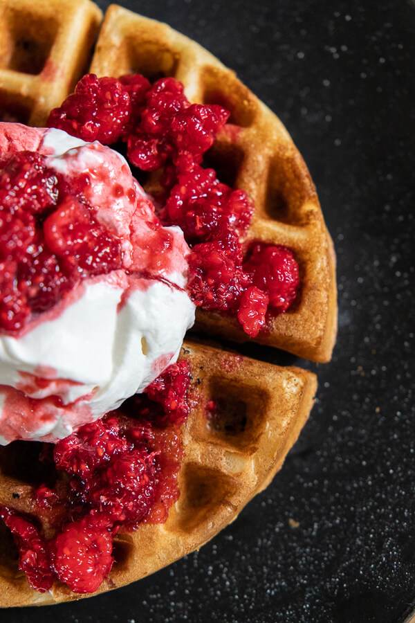 Make these crispy, light and fluffy overnight sourdough waffles right now! Use your sourdough discard, it takes a couple of minutes to make.