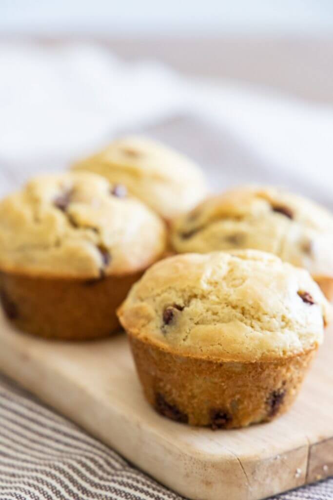 Easy to make sourdough discard chocolate chip muffins! Enjoy these light and fluffy muffins with an amazing flavor of sourdough and chocolate With the use of the sourdough discard you can gain some of the healthy benefits and also the flavor! The sweetness of the chocolate chips are the perfect balance!