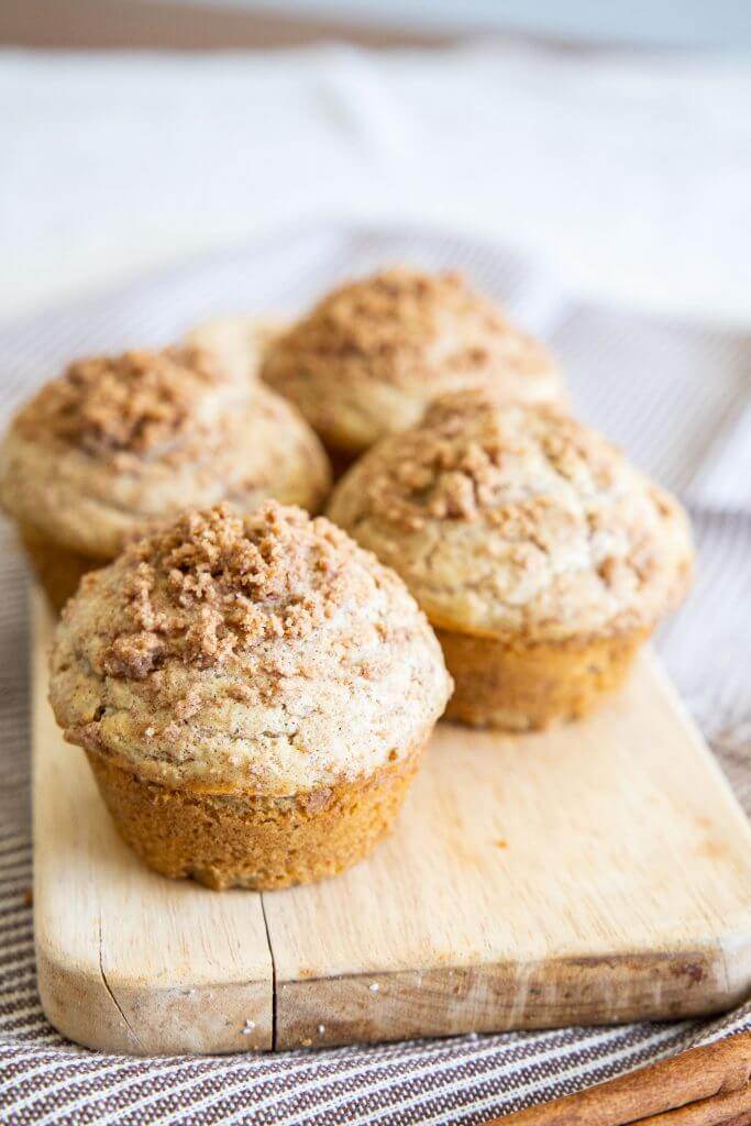 How to make easy sourdough discard cinnamon streusel muffins using your sourdough discard. These are so easy to make and taste amazing! With the combination of tangy sourdough discard and sweet and spicy cinnamon streusel this is the perfect breakfast treat and a great snack! It is also a great way to use up that sourdough discard.