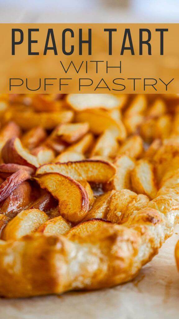Make this easy peach tart using puff pastry ASAP! This peach puff pastry dessert is the perfect balance of sweet, buttery, tart goodness!