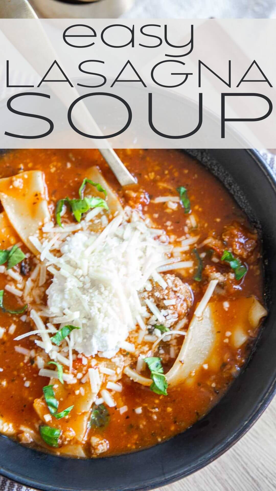 Make this easy lasagne soup on a busy weeknight or a cozy day indoors. It’s so easy to make and the flavor is amazing. It has spicy Italian sausage and broken lasagne noodles. The combination with herbs like rosemary, basil and oregano gives this the ultimate flavor too! Did I say it can be made in 30 minutes?