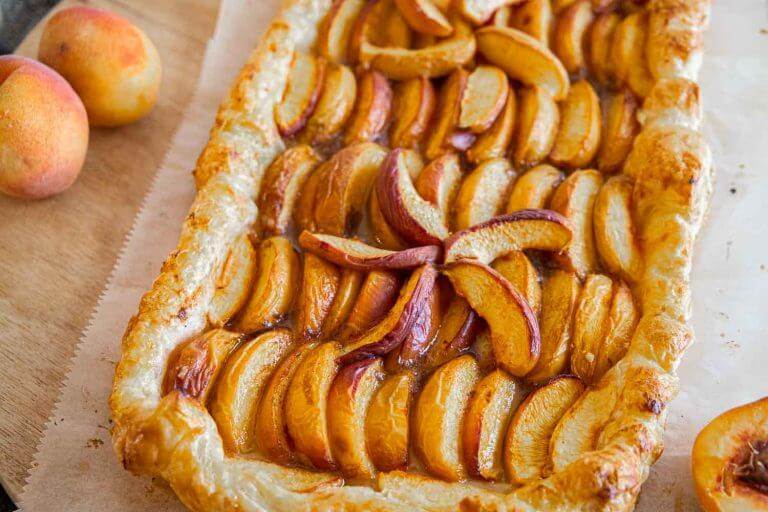 Rustic Easy Peach Tart Using Puff Pastry