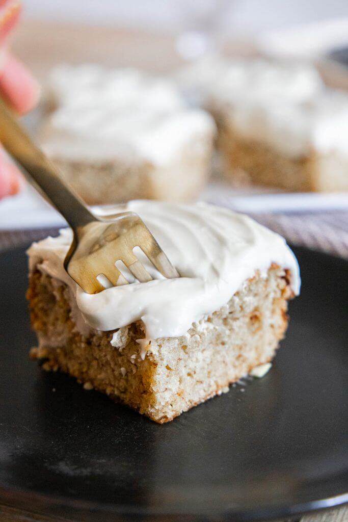 Make this amazing sourdough banana cake using your sourdough discard! This tender cake topped with cream cheese frosting is perfect.
