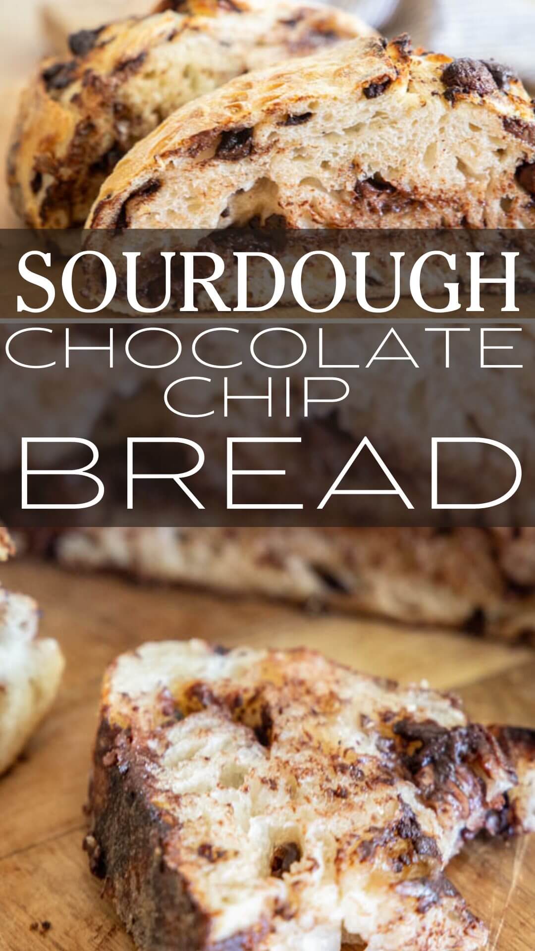 Make this amazing chocolate chip sourdough bread. This takes my classic sourdough bread and turns it into a decadent chocolatey treat!