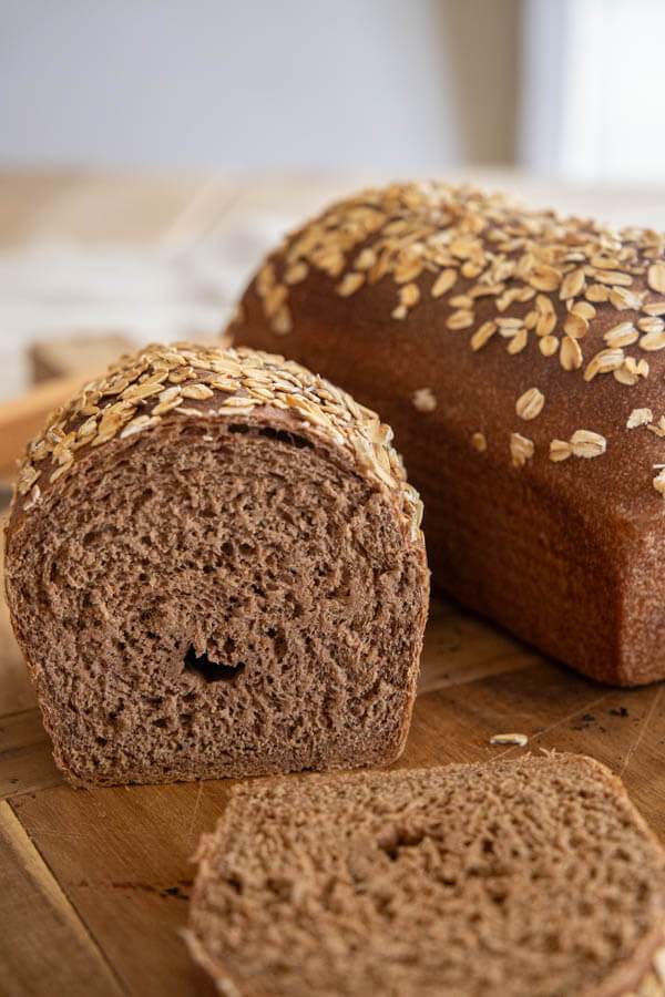 This sourdough molasses bread is soft and so flavorful. It reminds me of the brown pumpernickel bread from The Cheesecake Factory. 