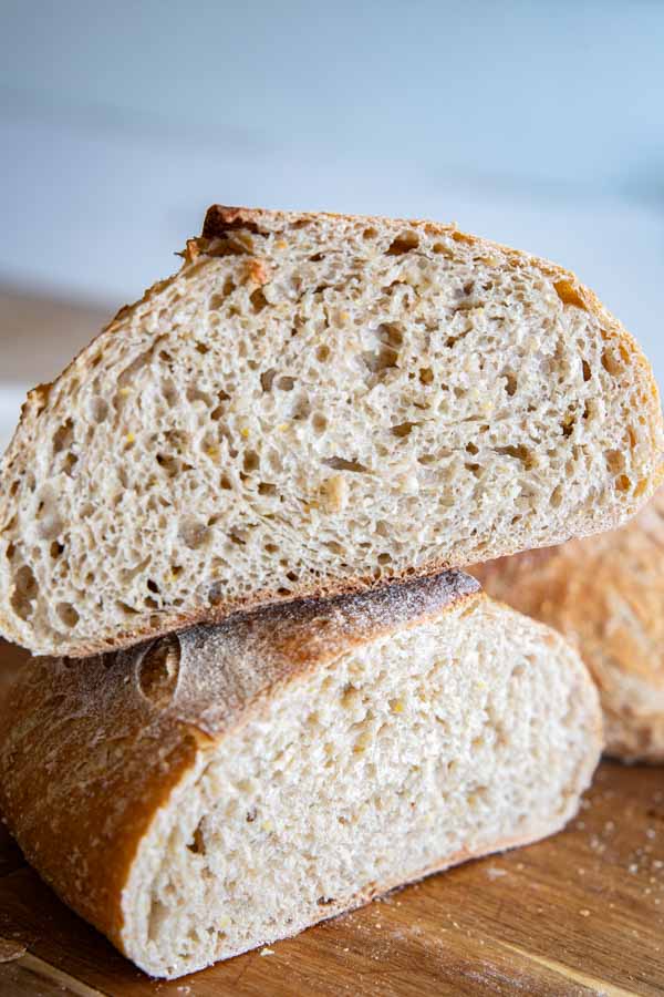 This delicious multi grain sourdough bread is the perfect bread to make weekly to feed and nourish your family. With a slightly sweet note from the maple syrup and many benefits from the multi grain cereal, it makes this sourdough bread a superfood for your family. It has a soft crumb and a wonderful flavor.