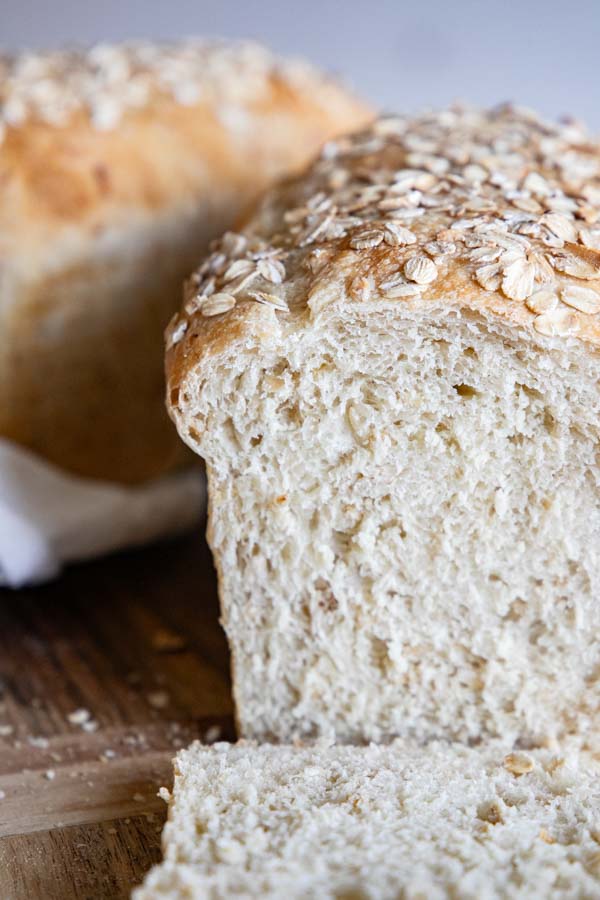 Make this amazingly soft and fluffy honey oat sourdough sandwich bread. It is true sourdough sandwich bread. There is no yeast in this bread. It is amazing and the flavor is perfection. The addition of oats makes this a more hearty and flavorful loaf of bread too!