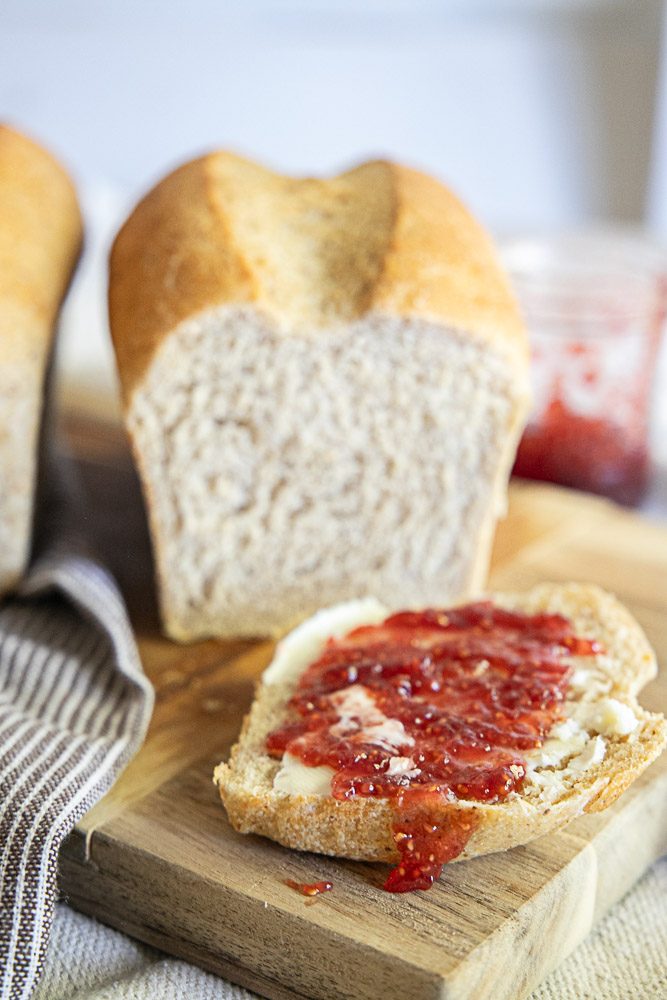 Soft, flavorful whole wheat sourdough sandwich bread with a tender crumb and golden crust. A wholesome, homemade loaf perfect for toast and sandwiches.