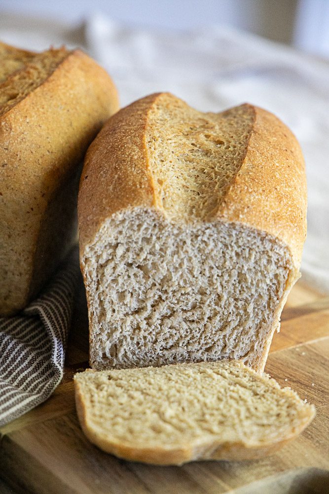 Soft, flavorful whole wheat sourdough sandwich bread with a tender crumb and golden crust. A wholesome, homemade loaf perfect for toast and sandwiches.