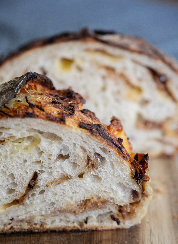 Sourdough Loaf with Caramelized Onion and Gouda